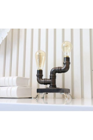 Borulardan Masa Lambası,endüstriyel Minimalist Lamba,hediyelik Rustik Siyah