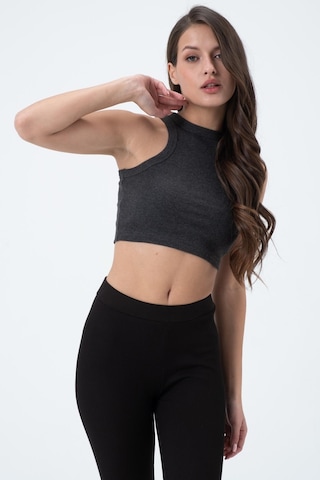 Quhox Kadın Kaşkorse Crop Atlet Antrasit