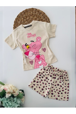 Miniğimin Cicileri Pink Panter Şortlu Kız Çocuk Penye Takım - Pembe