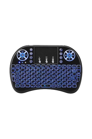 Thentech Bluetooth Akıllı Tv Android Uyumlu Mini Klavye Touchpad İle Mouse İşlevi Mini Kablosuz Klavye Siyah