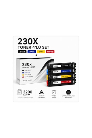 Hp 230x Toner 4'lu Set Siyah Mavi Sarı Kırmızı Hp 230x Toner 4'lu Set Siyah Mavi Sarı Kırmızı