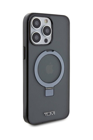 Apple Uyumlu iPhone 15 Pro Max Kılıf Tumı Lisanslı Magsafe Özellikli Pc Tpu Metal Logolu Ring Standlı