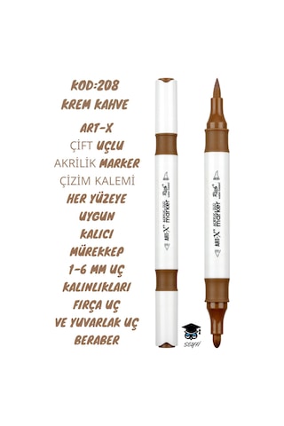 Art-x Çift Uçlu Akrilik Marker Çizim Kalemi Her Yüzeye Uygun Kalıcı Mürekkep 1-6 Mm Uç Kalınlıkları