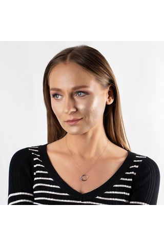 Mavi-Beyaz Zirkon Taşlı Tarz Tasarım Rose Renk 925 Ayar Gümüş Ayy (540202091)