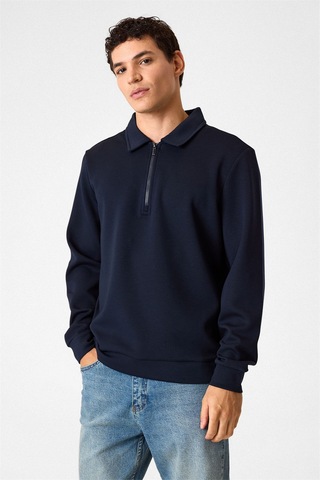 Backandbond Lacivert Fermuarlı Bordo Sweatshirt