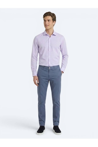 Kip Lila Düz Regular Fit Uzun Dokuma Casual Pamuk Karışımlı Gömlek