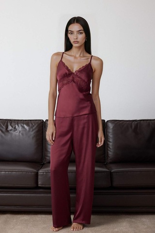 Defacto Regular Fit V Yaka Dantel Detaylı Askılı Saten Üst-fall İn Love G1670ax25aubr210 Bordo-br210