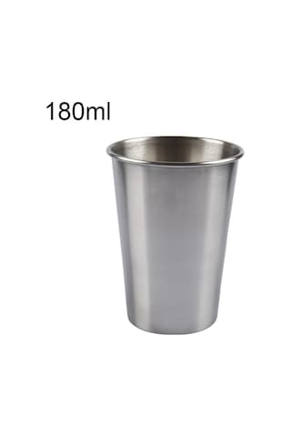 Cbtx 180ml Tek Duvar Elektropolisajlı Paslanmaz Çelik Kısa Şarap Bardağı Gümüş