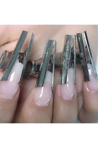 Qingmipy Stainless Steel Tırnak Uzatma Klipsleri - Akıllı Tutucu Manikür Aletleri Seti 6 Adet - Gümüş