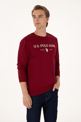 U.S. Polo Assn. Erkek Regular Fit Bisiklet Yaka Bordo İnce Basic Sweatshirt 50313743-VR014