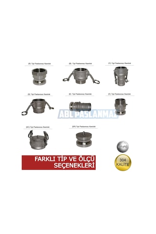 Paslanmaz Krom Kamlok 304 Kalite (Farklı Tip Ve Ölçü Seçenekleri)