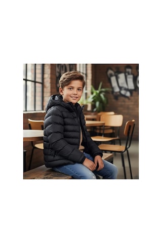 Minigimin Cicileri Miniğimin Cicileri Kapüşonlu 8-16 Yaş Unisex Çocuk Şişme İçi Yünlü Mont - Siyah