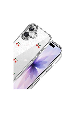 Apple iPhone Uyumlu 17 Fiyonk Desenli Kapak - Desen 9 Evimdeyokyok Şeffaf