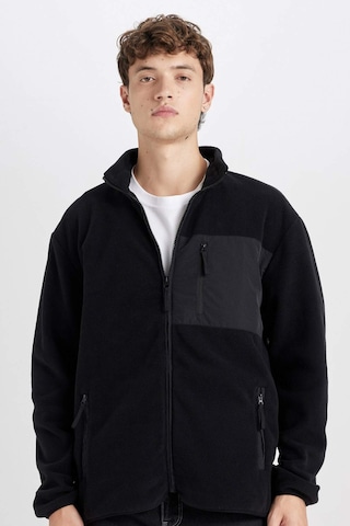 DeFacto Regular Fit Dik Yaka Fermuarlı Cepli Polar Hırka A6892AX24WNBK81 Siyah