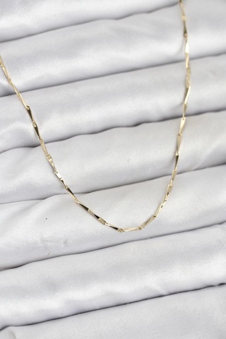 Cm 14k Gold Renk İnce Kesim Çubuk Model Zincir Kadın Kolye Altın - Beyaz