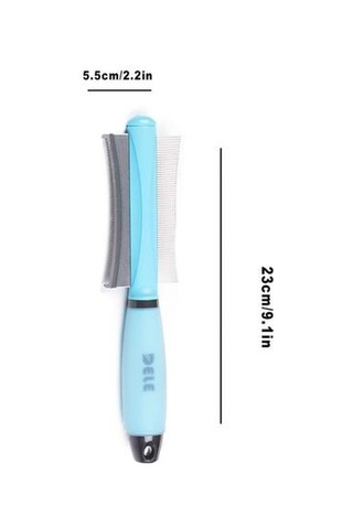 1 Adet Pet Saç Tarak Kedi Köpek Saç Remover Için Çift Taraflı Kolay Deshedding Fırça Kedi Bakım Aracı Için Uzun Küçük Saç Köpek Kedi Bakımı Mavi