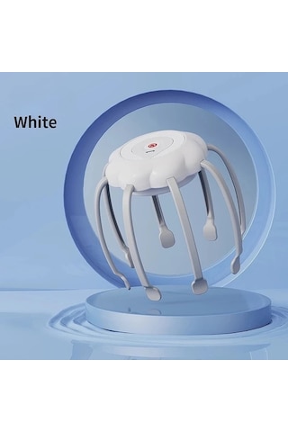 Elmpaly Beyaz Usb Şarjlı 3 Ayarlı Ahtapot Tipi Kafa Masaj Aleti Beyaz