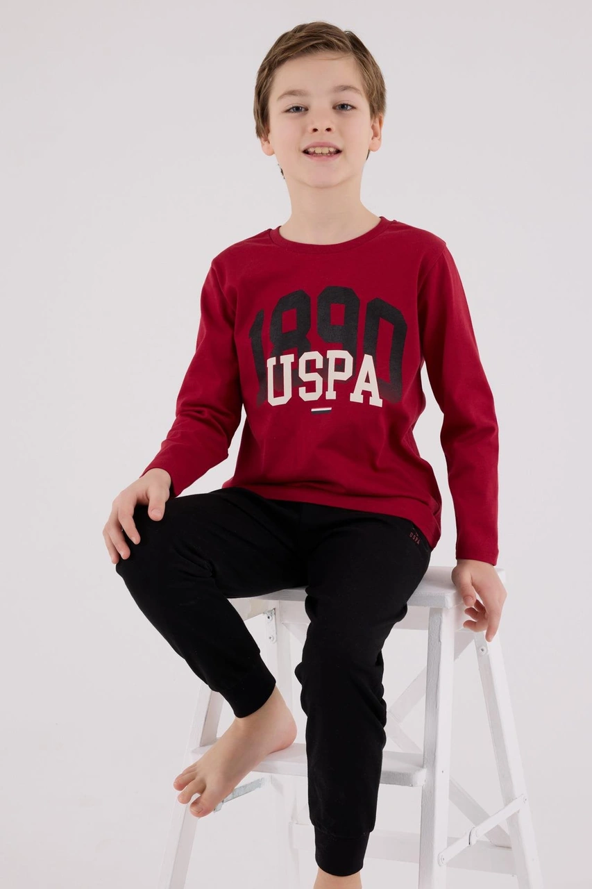 U.s. Polo Assn. Erkek Çocuk Uzun Kol Pijama Takım Bordo-1778 Bordo
