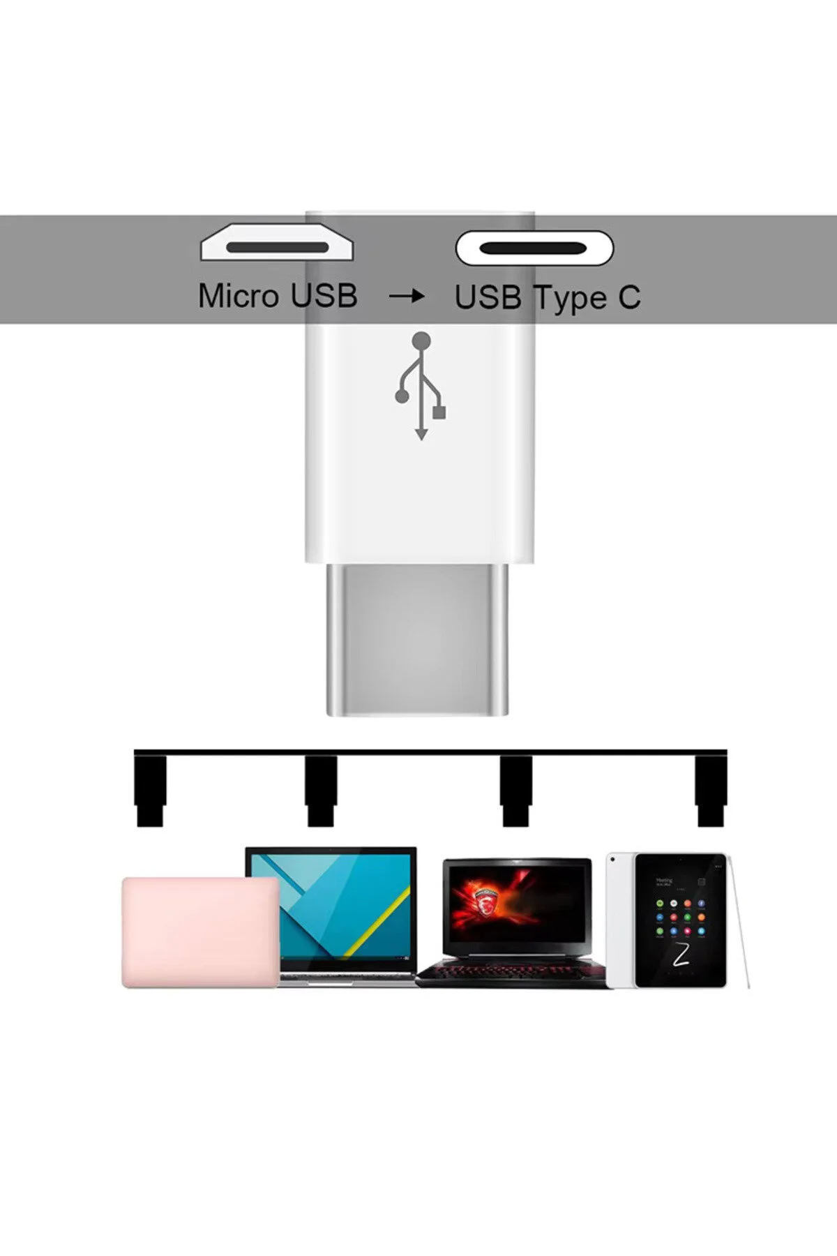 3 Adet Micro To Type-c Usb Dönüştürücü Otg Çevirici Adaptör Şarj Kablosu Adapteri Beyaz 1