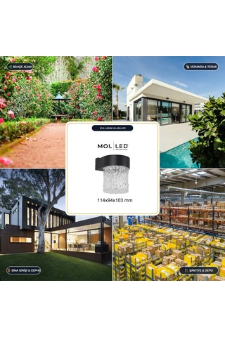 Molled Bora Serisi 5w Siyah Dekoratif Led Dış Mekan Aplik 3000k - Mol8803