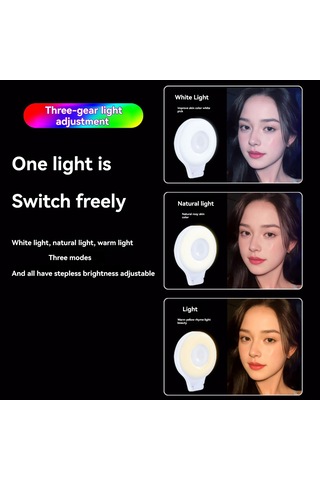 Neevoyu Magneetik Telefon Fıllıghtı: Çok Açıklı, Üç Işık Modu, Cep Telefonu Tutucu, Taşınabilir Güzellik Işığı - Beyaz Beyaz