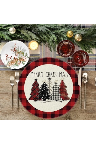 4 Adet/takım Yuvarlak Kırmızı Atatürk Çiçeği Noel Masa Örtüsü 38 Cm Polyester Yemek Masası Örtüleri Kış Noel Masa Örtüsü Mutfak Yemek Odası İçin F, 38 Cm Diğer