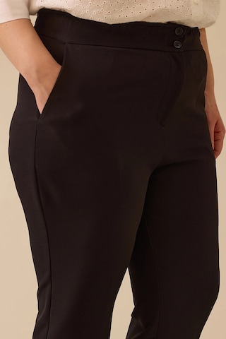 Galaxi Kadın Büyük Beden Beli Büzgülü Duble Paça Pantolon 4027 Siyah Siyah