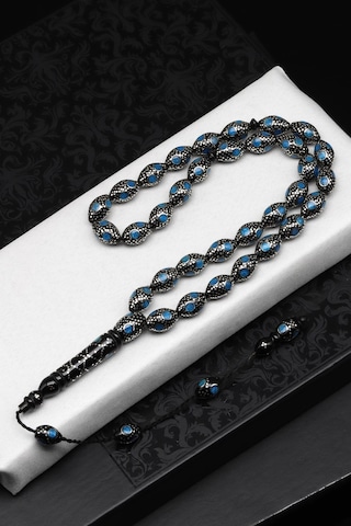 Gümüş İşlemeli Kuka Tesbih 8 X 12 Mm Arpa Kesim