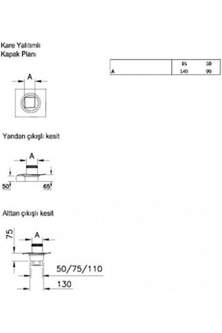 VitrA 59980107000 Style DK800 15cm Kare Yalıtımlı Yer Süzgeci, Parlak Krom Yandan - 5607318 Krom