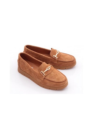 Dgn 5604-6 Kadin Loafer Ayakkabi Taba Süet