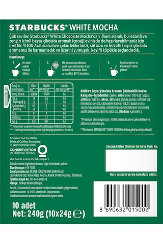 Starbucks White Mocha Premium Kahve Karışımı 24g Hazır