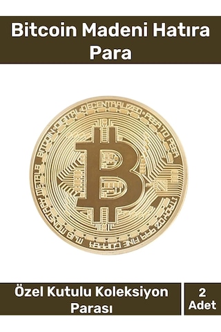 Deluxe Series Kutulu Hediyelik Kripto Hatıra Koleksiyon Bitcoin Madeni Para Altın Rengi 2 Adet