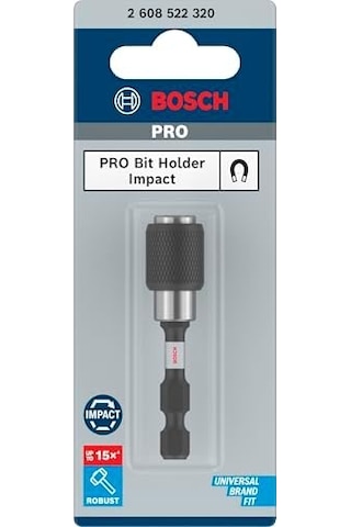 Professional Accessories 2608522320 Hızlı Kilit Uç Tutucu Darbe Kontrolü, 1/4 İnç Altıgen Şaft, Maymuncuk Ve Tıklama