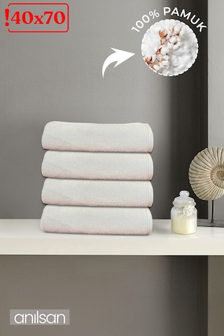 4'lü Bej Saçaklı Düğün Havlusu 94gr %100 Pamuk 40x70 Cm El Ve Yüz Havlusu Bej