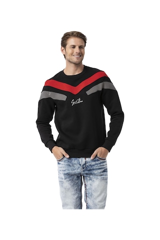 Cipo & Baxx Şerit Detaylı Regular Fit Erkek Sweatshirt Cl581 Siyah