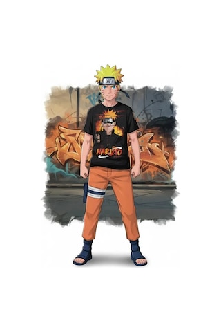 Naruto No: 2 Tişört Siyah Çok Renkli