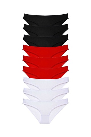 Mbb E-ticaret 9 Adet Süper Eko Set Likralı Kadın Slip Külot Siyah Kırmızı Beyaz Mudanis Çok Renkli