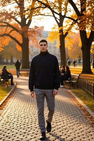 Benerly Erkek Dik Yaka Standart Kol Oversize Kalıp Fermuarlı Sweatshirt F Lacivert