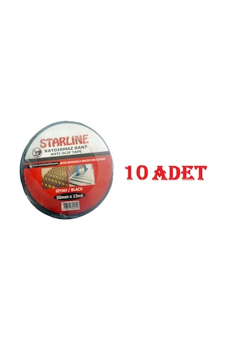 50 Mm * 15 M Yüksek Tutuşlu Kaydırmaz Bant Starline Siyah X 10 Ad