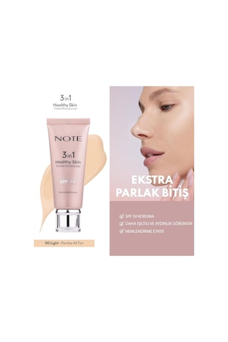 Note Cosmetics 3 İn 1 Healthy Skin Light Tinted Moisturizer 50 Spf Renk Ton Eşitleyici Aydınlatıcı Krem, 00 Açık T