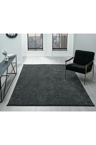 Aura Pixel Antrasit Grey- Pamuk Tabanlı Yıkanılabilir Şönil Kilim