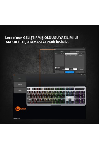 Lecoo KB121 USB Kablolu Makro Tuşlu Rainbow Membran Gaming Türkçe Q Klavye