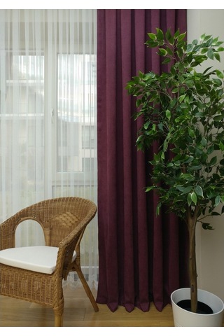 Evdepo Home Deniz Soft Pileli Fon Perde Mürdüm
