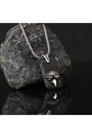 925 Ayar Gümüş Zirkon Taşlı Kartal Motifli Kolye