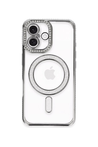 Apple iPhone Uyumlu Uyumlu 16 Kılıf Joke Simli Magneticsafe Kılıf - Gri