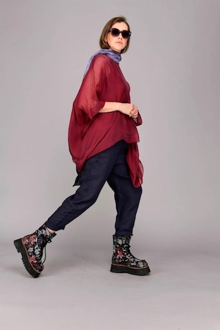 Bohem Stil İtalyan Yarasa Kol İpek Bluz & Pantolon Takım-8767 Bordo