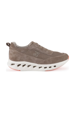 Libero L5985 Hakiki Süet Triko Erkek Sneaker - Boşluklu Aerodinamik Eva Tabanlı Bağcıksız Casual Ayakkabı Vizon