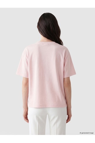 Lcw Comfort Pembe Boncuk İşlemeli Soft Touch Kadın Tişört