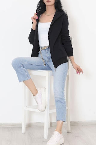 Bensu Store - Kapşonlu Fermuarlı Sweat Siyah - 11866.108. 001
