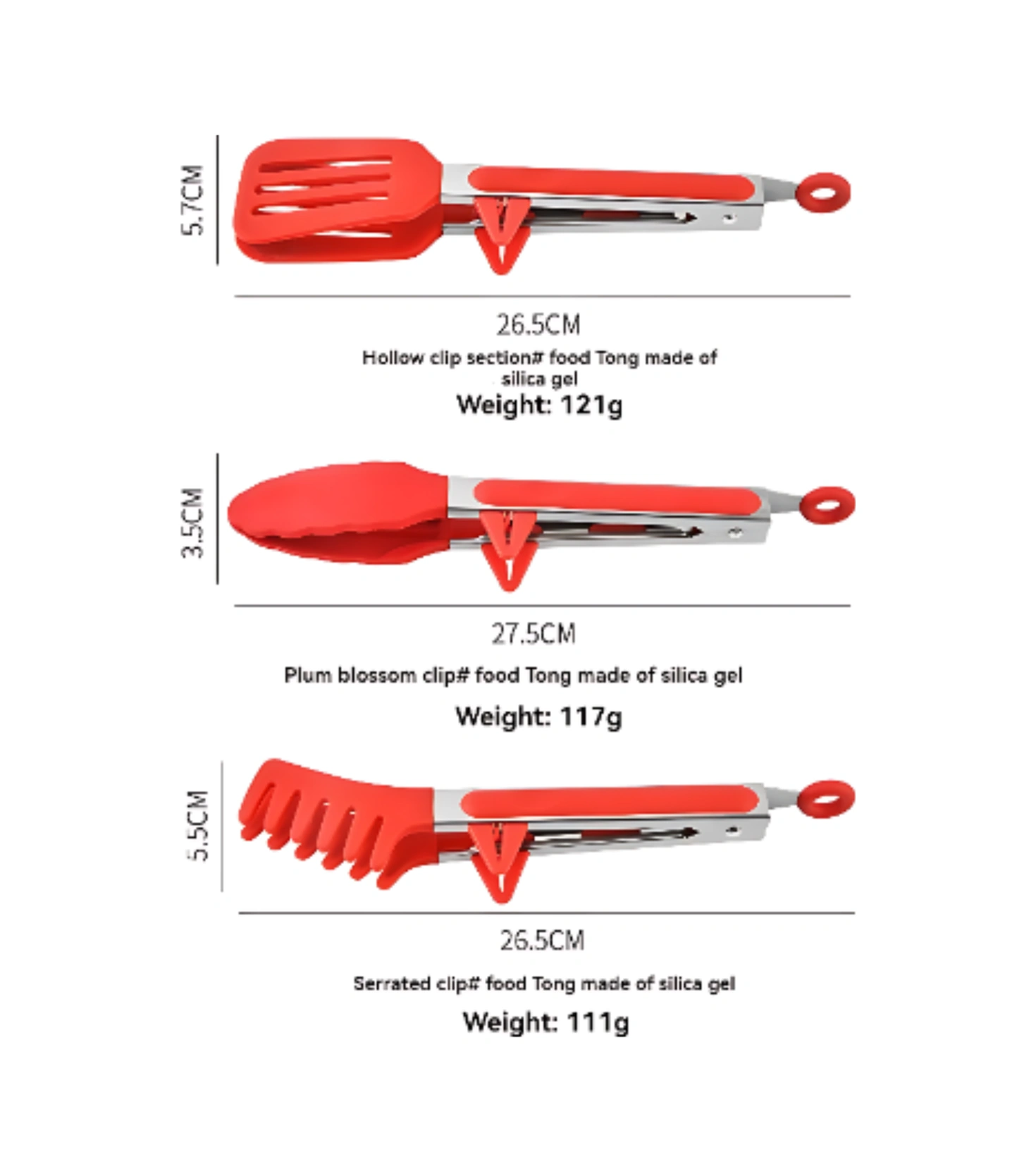 Kosona 3'lü Siyah Silikon Uçlu 23cm Paslanmaz Çelik Mutfak Makasları - Barbeque, Makarna, Salata İçin Çok Renkli